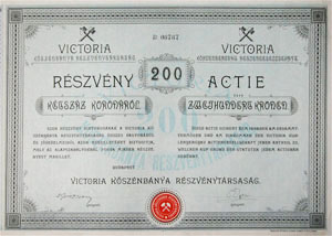 Victoria Ksznbnya Rszvnytrsasg rszvny 200 korona 1894
