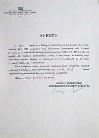 Budapest Szkesfvrosi Kzlekedsi Rszvnytrsasg scrips 1946
