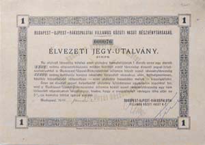Budapest-jpest-Rkospalotai Villamos Kzti Vast Rszvnytrsasg lvezeti jegy-utalvny 1920