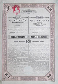 Budapesti Kzti Vasplya-Trsasg rszletktvny 200 korona 1912