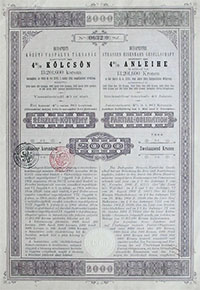 Budapesti Kzti Vasplya-Trsasg rszletktvny 2000 korona 1905