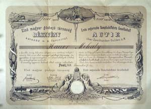 Els Magyar Gzhaj Trsasg rszvny 200 forint 1868 Pest