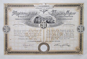 Flegyhza-Majsai Vast Rszvnytrsasg trzsrszvny 200 korona 1899