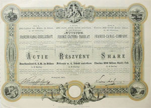 Ferencz-Csatorna Trsulat rszvny 200 forint 1873