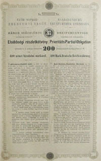Gyr-Sopron-Ebenfurti Vast Rszvnytrsasg rszletktvny 200 forint 1883