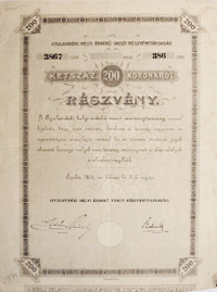 Gyulavidki Helyi rdek Vast Rszvnytrsasg rszvny 200 korona 1906 Gyula