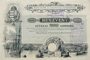 Magyar Folyam- s Tengerhajzsi Rszvnytrsasg 200 korona 1895