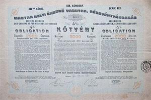 Magyar Helyi rdek vasutak Rszvnytrsasg 4% ktvny 2000 korona 1903