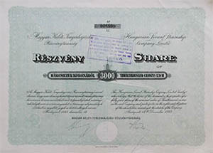 Magyar-Keleti Tengerhajzsi Rszvnytrsasg 3000 korona 1923