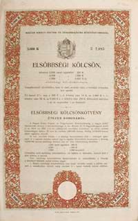 Magyar Kirlyi Folyam- s Tengerhajzsi Rszvnytrsasg elsbbsgi klcsn ktvny 5000 korona 1917