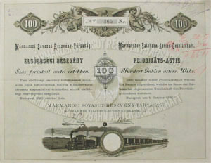 Mramarosi Svast Rszvnytrsasg rszvny 100 forint 1890