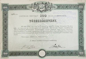 Maros-Vsrhely-Szszrgeni Vasttrsasg 100 forint 1885 Szszrgen
