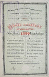 Mtra-Krsvidki Egyeslt Helyi rdek Vast Rszvnytrsasg 1200 korona 1898