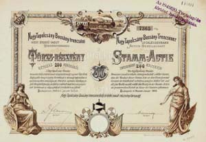 Nagytapolcsny-Bossny-Trencsni Helyi rdek Vast Rszvnytrsasg trzs-rszvny 200 korona 1900