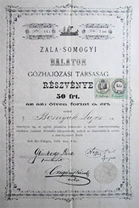 Zala-Somogyi Balaton Gzhajzsi Trsasg rszvny 50 forint 1872