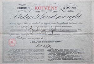 Budapesti Korcsolyz Egylet ktvny 200 korona 1908