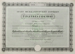Ipari Munkaszervez Intzet zletrszokirat 500 peng 1933