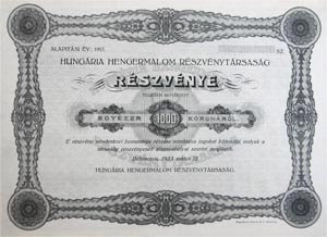 Hungria Hengermalom Rszvnytrsasg rszvny 1000 korona 1923 Debreczen