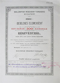 Malomipar Rszvnytrsasg 200 korona 1897