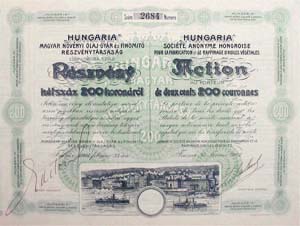 Hungria Magyar Nvnyi Olaj-Gyr s Finomt Rszvnytrsasg rszvny 200 korona 1907 Fiume