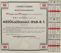 Mezgazdasgi Ipar Rszvnytrsasg rszvnyelismervny 10 x 15 peng 1946