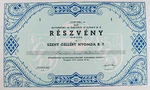 Szent Gellrt Nyomda Rszvnytrsasg rszvny 30 forint 1947 Szeged