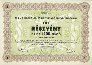 j Magyarsg Lap- s Knyvkiad Rszvnytrsasg 1000 peng 1940