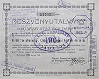 Barti Szeszfinomt-, Likr- s Rumgyr Rszvnytrsasg rszvnyutalvny 170 korona 1923