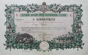 Esztergom Borszati Egylet Rszvnytrsasg 5x1000 5000 korona 1924