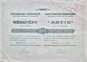 Fvrosi Srfz Rszvnytrsasg Kbnyn rszvny 200 korona 1921
