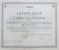 Gottschlig goston Rszvnytrsasg rszvny letti jegy 5x 1923