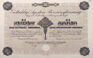 Gottschlig goston Rszvnytrsasg rszvny 25x200 5000 korona 1923