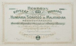 Hungria Srfz s Maltagyr Rszvnytrsasg rszvny 100 korona 1900 Nagyvrad