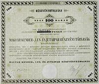 Magyar Kender-, Len- s Jutaipar Rszvnytrsasg rszvnyutalvny 100x40 peng 1946