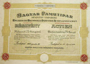 Magyar Pamutipar Rszvnytrsasg  25x75 peng 1929