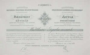 Egyeslt Magyarhoni veggyrak Rszvnytrsasg 400 korona 1893