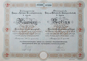 Felsmagyarorszgi Bnya s Kohm Rszvnytrsasg 5 x 25 peng 1926