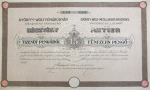 Gyrffy-Wolf Fmrugyr Rszvnytrsasg rszvny 5x15 75 peng 1926