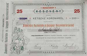 Kaposvri Vasntde s Gpgyr Rszvnytrsasg rszvny 25x200 5000 korona 1923 Kaposvr