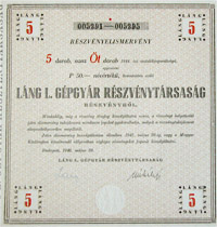 Lng L. Gpgyr Rszvnytrsasg rszvnyelismervny 5x50 250 peng 1946