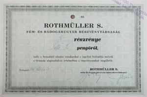 Rothmller S. Fm- s Bdogrugyr Rszvnytrsasg 1/5 rszvny 2 peng 1946