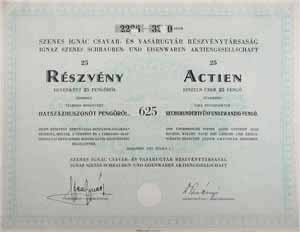 Szenes Ignc Csavar- s Vasrugyr Rszvnytrsasg rszvny 25x25 625 peng 1927