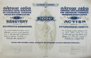 Stori Mr Egyeslt Gipsz, Mtrgya s Vegyszeti Gyrak Rszvnytrsasg 25x200 5000 korona 1923