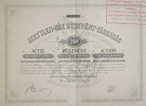 Acetylen-Gz Rszvnytrsasg rszvny  200 korona 1897