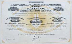 Dr. Just-fle Izzlmpa s Villamossgi Gyr Rszvnytrsasg 25 x 200 korona 1923