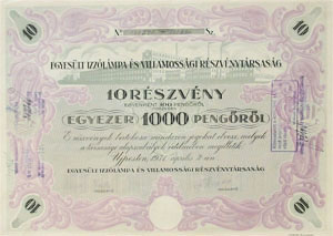 Egyeslt Izzlmpa s Villamossgi Rszvnytrsasg 10x100 peng 1931