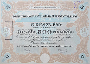 Egyeslt Izzlmpa s Villamossgi Rszvnytrsasg 5x100 peng 1946