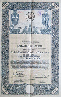 allamadossagi kotveny jaradekkolcson 100 korona 1915 majus 6%