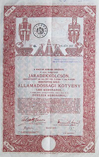 Államadóssági Kötvény- Járadékkölcsön 1000 korona 1916