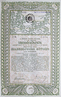Államadóssági Kötvény- Járadékkölcsön 5000 korona 1917 november 5,5%!